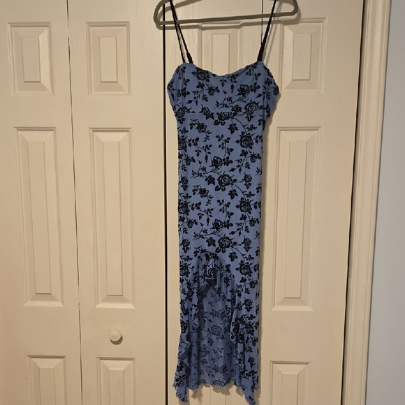 one clothing Dresses & Skirts - Sheer Blue And Black Floral Dres